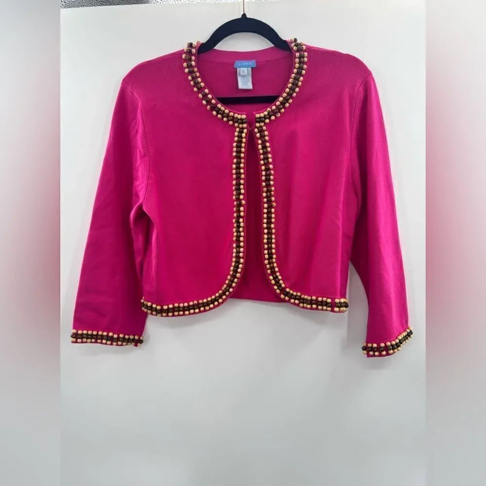 3For$20 U Knit Beaded Trim Half Jacket size XL